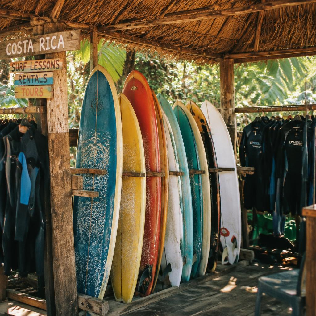 Rack de tablas de surf en una cabaña